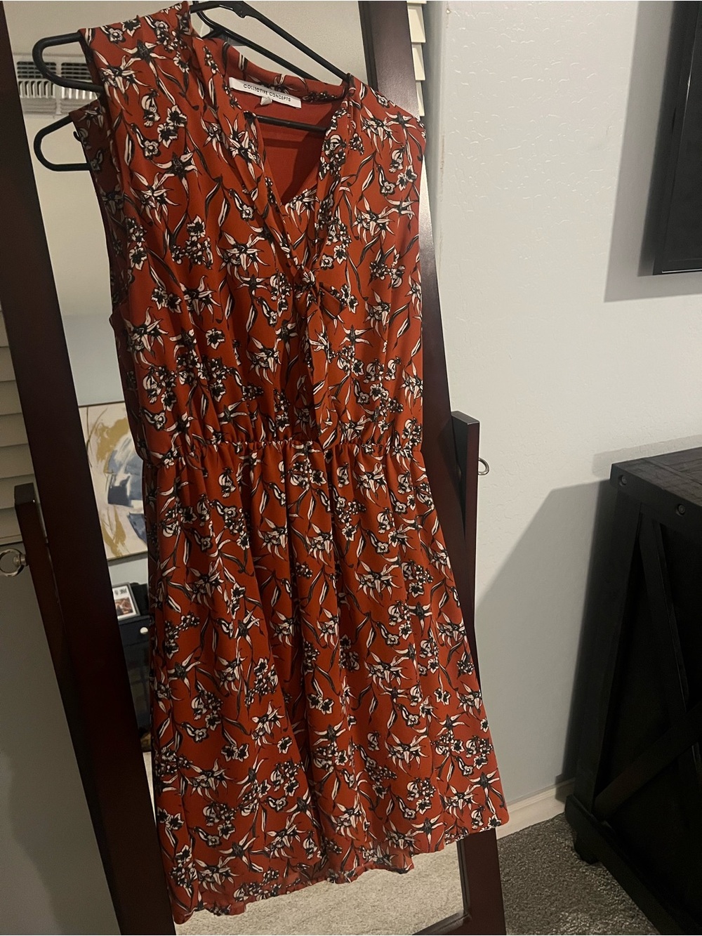 Collective Concepts Rust Floral V-Neck Midi Dress